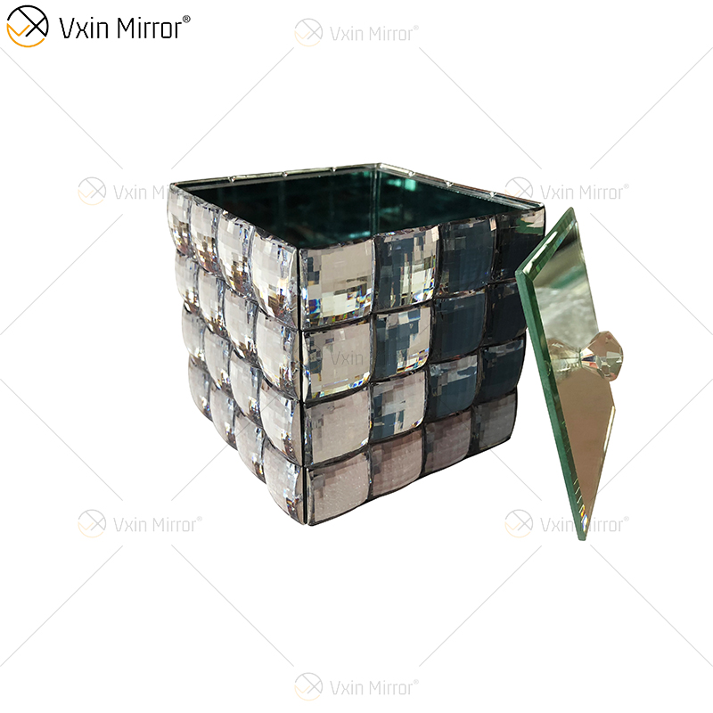 WXJB-31 VXin ديكور المنزل كريستال زجاج فضي صندوق مجوهرات معكوسة حديثة