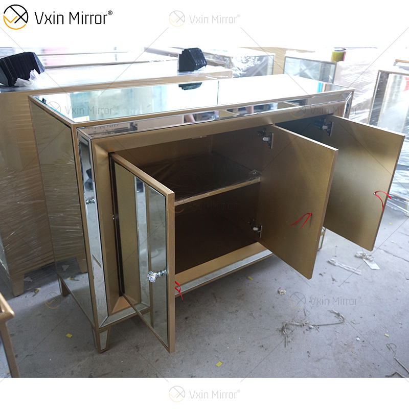 خزانة جانبية بتصميم ذهبي من Champage WXF-268 خزانة دولاب فاخرة مع أدراج المعطي