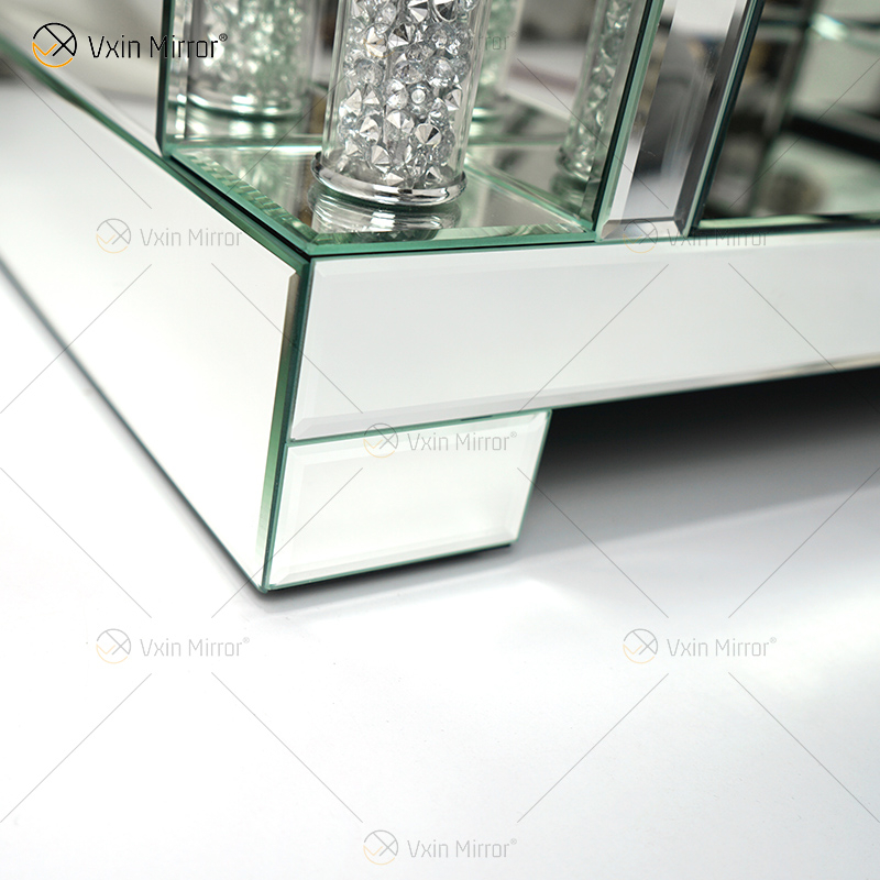 أثاث معكوسة لغرفة المعيشة أوروبية حديثة WXF-162 أحدث تصميمات تلفزيون زجاجي مع الماس