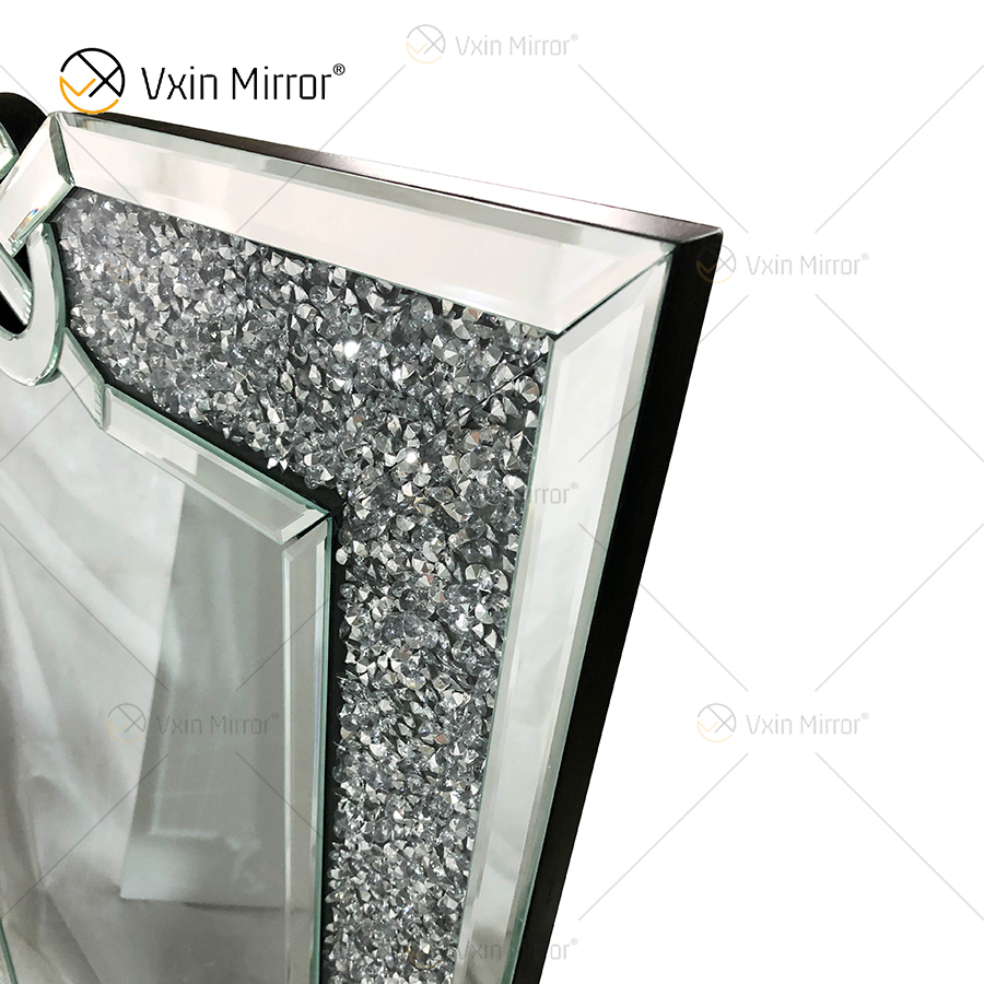 مستطيل VXin WXM-1760 ديكور الحائط الفضة المكسرة الماس الجدار شنقا مرآة