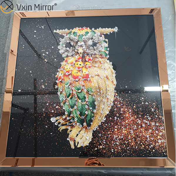 Omal Art Vxin WXMA-55 ديكور المنزل MDF إطار معكوسة جدار الفن الكريستال الخزف اللوحة مرآة جدار الفن