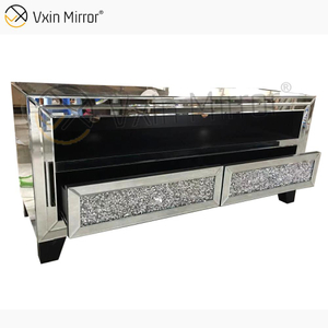 Vxin Mirror Furniture حديث مكسر من الماس والفضة بمرآة Fireplce TV مع بابين