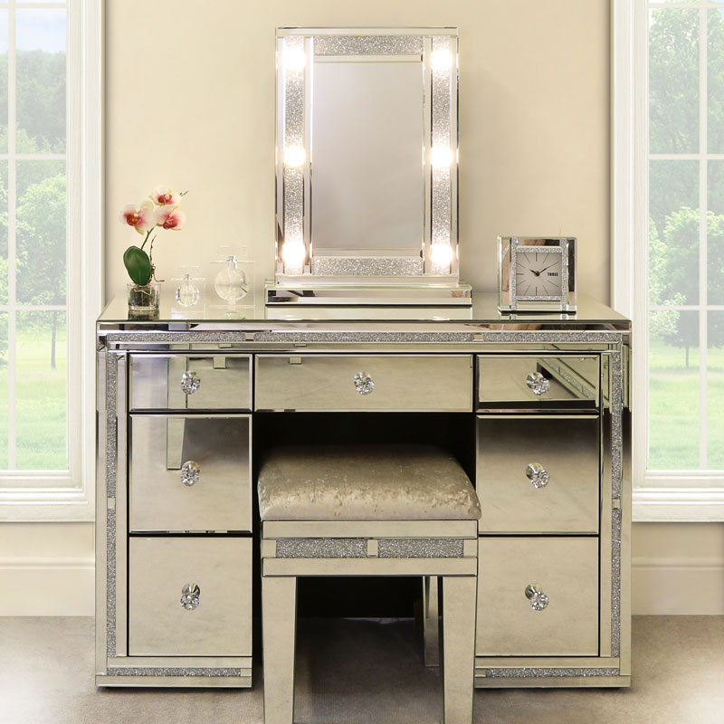 مجموعة منضدة الزينة الفينيسية طراز VXin WXDL-103 Sparkle Hollywood Mirror مع 3 لمبات ألوان
