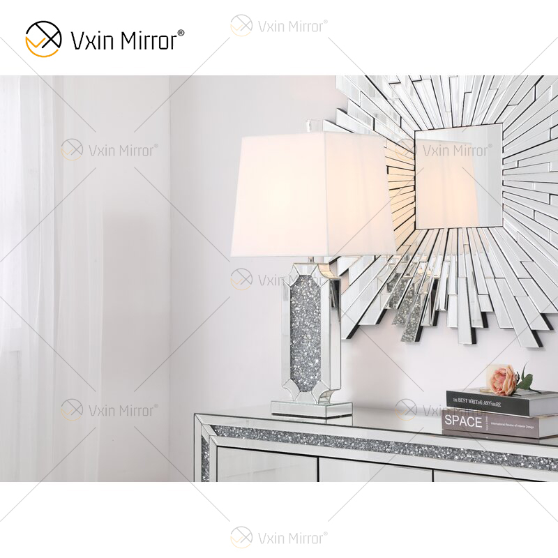 Vxin Supply WXTL-004 مصباح مرآة طاولة كريستالي فضّي حديث لغرفة النوم