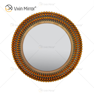 Venetian Decor WXM-1112 مرآة معلقة على الحائط من الزجاج البني على شكل معبد