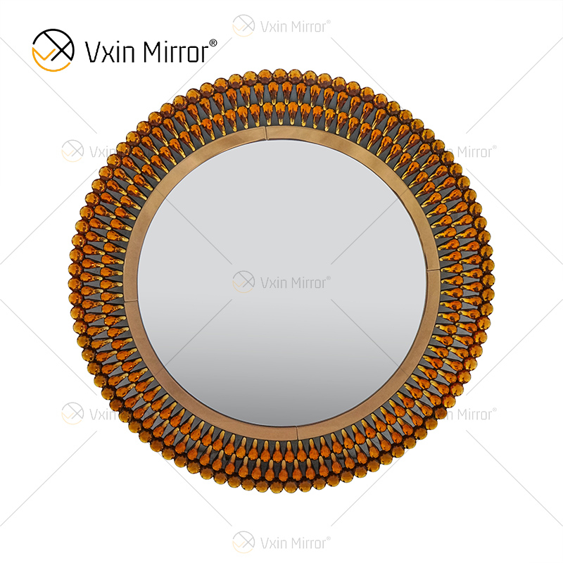 Venetian Decor WXM-1112 مرآة معلقة على الحائط من الزجاج البني على شكل معبد