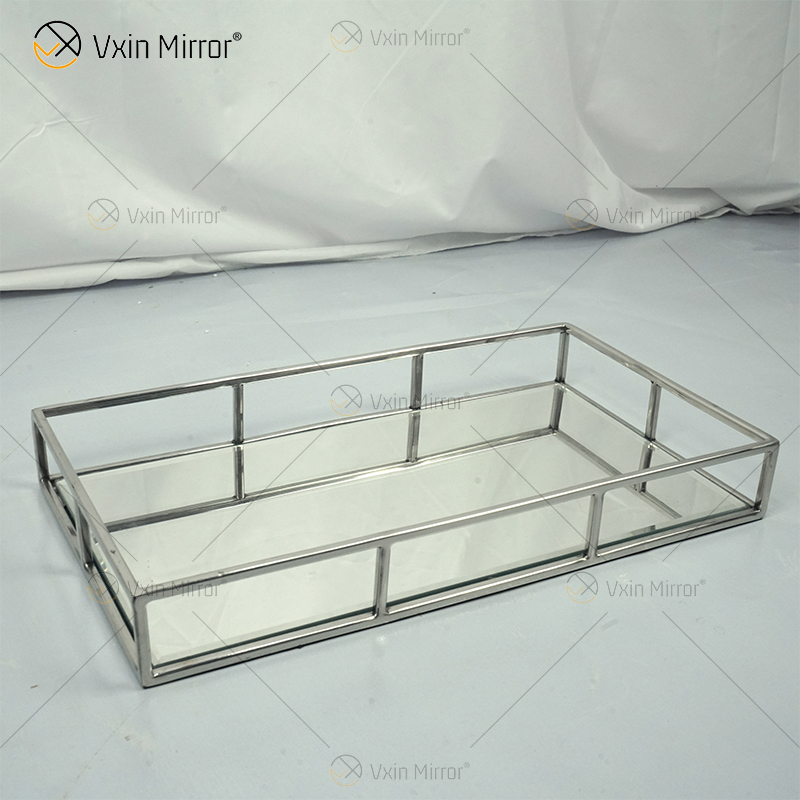 حار بيع Vxin Mirror WXT-005 ديكور حديث فضي إطار من الفولاذ المقاوم للصدأ صينية معكوسة 2 الحجم