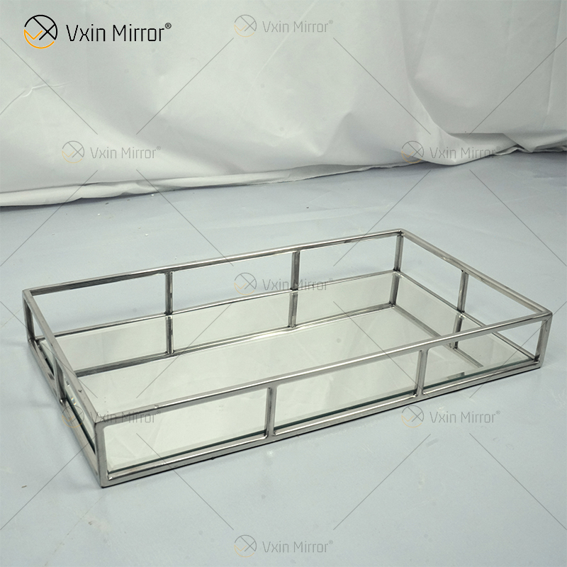 حار بيع Vxin Mirror WXT-005 ديكور حديث فضي إطار من الفولاذ المقاوم للصدأ صينية معكوسة 2 الحجم