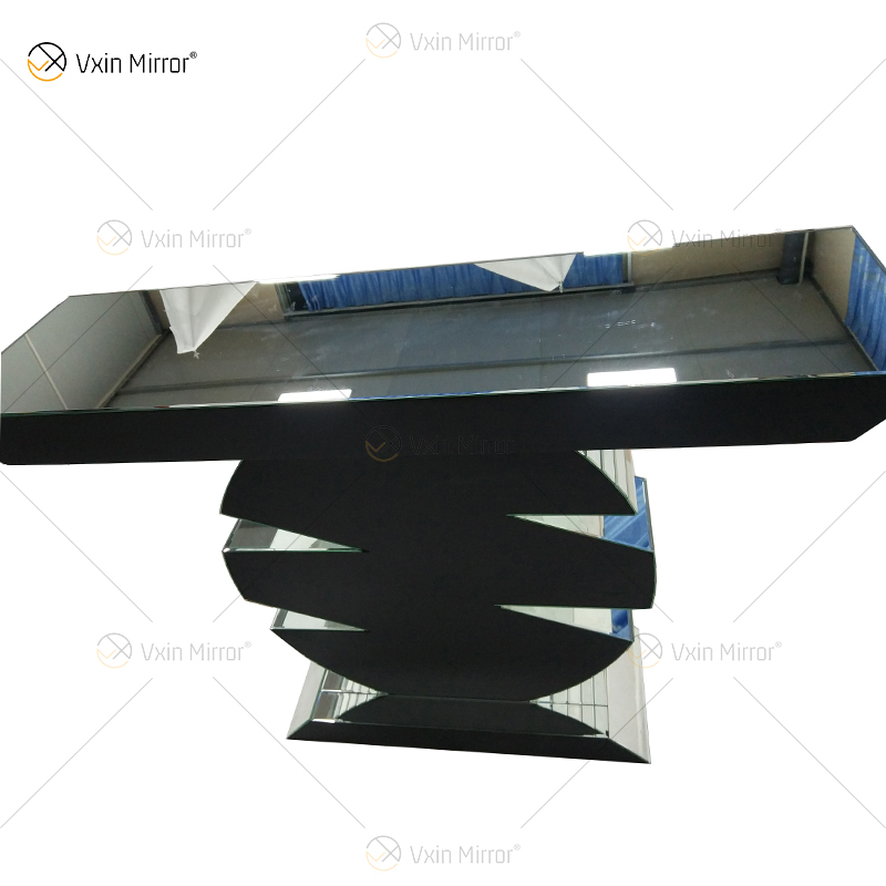 WXWF-445 OEM Design Sparkly Diamond Crush Crystal Silver Mirror Console Table