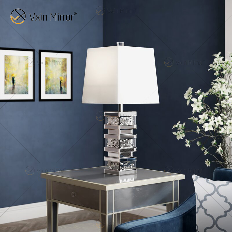مصنع توريد WXTL-097 الحديثة الفضة الكريستال LED مصباح طاولة المرآة للضوء الدافئ