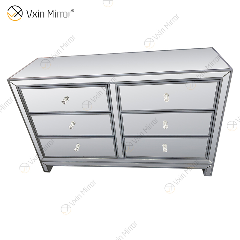 Vxin Mirror Hot البيع WXR-007 الفضة ديكور المنزل Mirored دولاب خزانة مع 6 أدراج