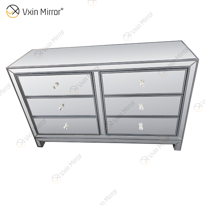 Vxin Mirror Hot البيع WXR-007 الفضة ديكور المنزل Mirored دولاب خزانة مع 6 أدراج
