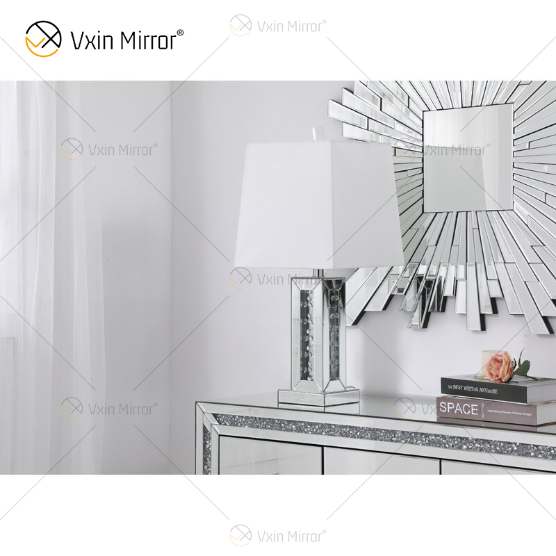 Vxin WXTL-142 مصباح مرآة طاولة LED كريستال فضي أنيق 3 ألوان ضوء LED لغرفة النوم