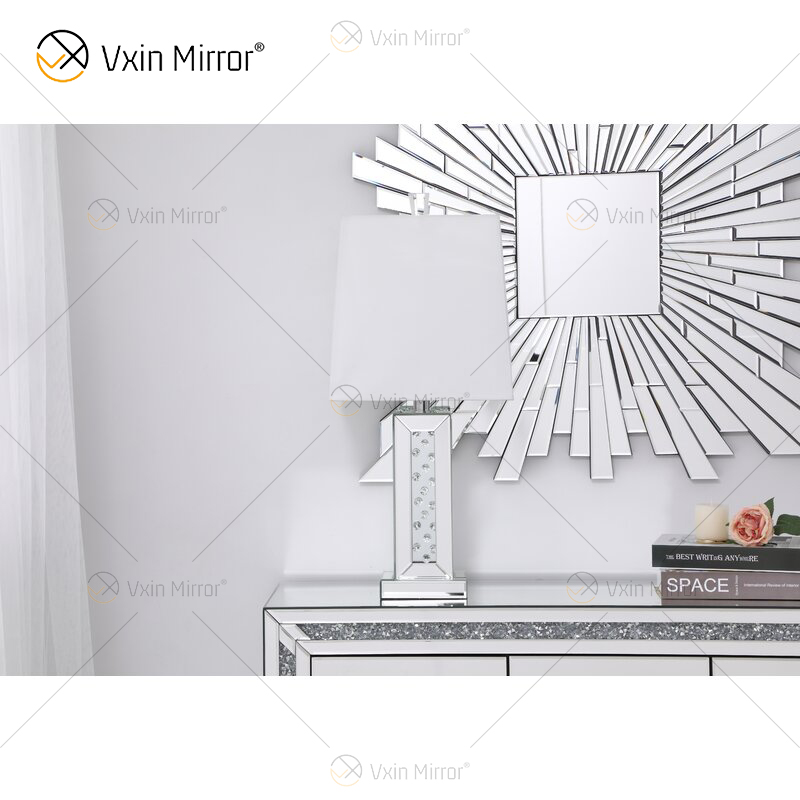 Vxin WXTL-142 مصباح مرآة طاولة LED كريستال فضي أنيق 3 ألوان ضوء LED لغرفة النوم
