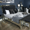 Vxin Mirror Furniture WXWF-1081 إطار أسود زجاجي فضي عاكس سرير كينج بمرآة سرير