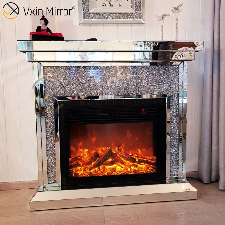 Vxin Mirror WXWF-1094 مدفأة مرآة الماس المكسرة