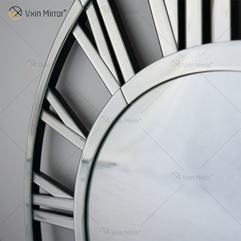 عرض ساخن WXMC-04 ديكور حائط حديث أنيق بتصميم رقمي رقمي فضي وذهبي ساعة حائط بمرآة