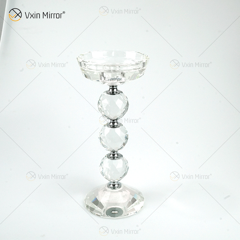 Vxin Mirror Popular VX-08 فضي أنيق شمعدان كريستال حامل شمعة