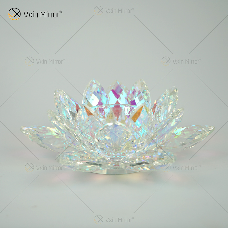 توريد المصنع Vxin Mirror Flower VX-07 Silver Candlestick Lotus Crystal Candle Holder