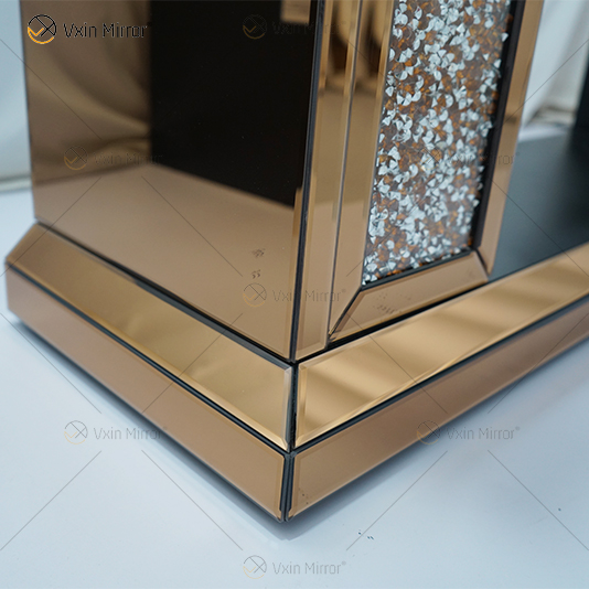 متعدد الألوان WXWF-020 الفاخرة الفضة المكسرة الماس الكريستال الأبيض الزجاج غرفة المعيشة مرآة الموقد داخلي