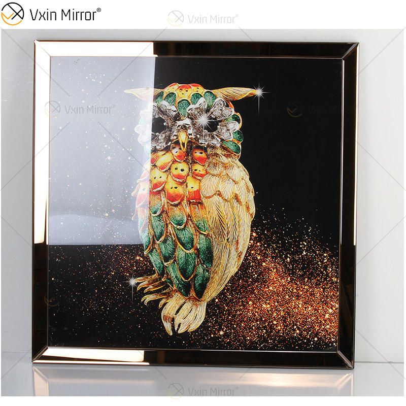 Omal Art Vxin WXMA-55 ديكور المنزل MDF إطار معكوسة جدار الفن الكريستال الخزف اللوحة مرآة جدار الفن