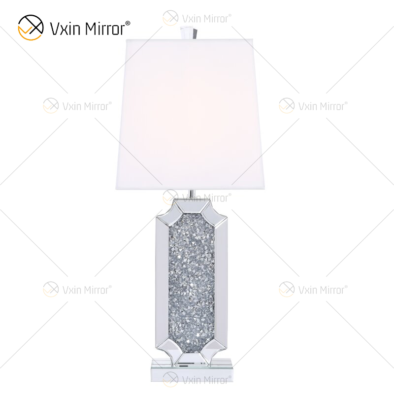 Vxin Supply WXTL-004 مصباح مرآة طاولة كريستالي فضّي حديث لغرفة النوم