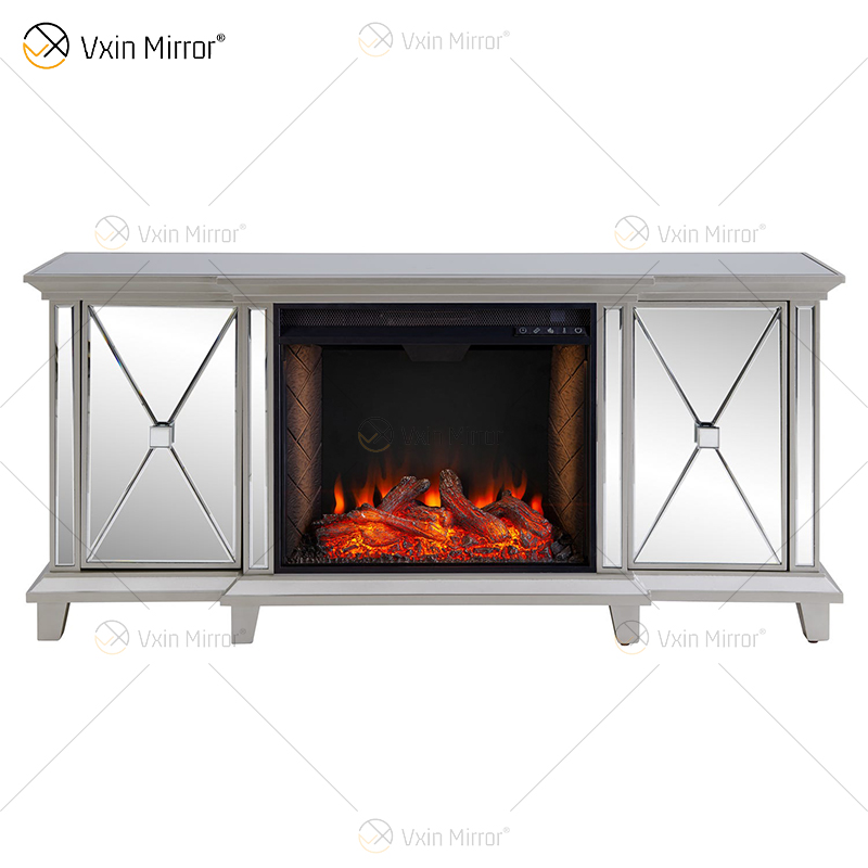 أثاث برلين المزخرف WXF-415 شامبانيا فضية عاكسة للتلفزيون تقف خزانة مع إدراج الرياح الساخنة 2 أنواع