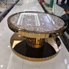 Vxin WXF-270-1 3D طاولة قهوة مستديرة متألقة مرصعة بالألماس ومكسوة بمرآة فضية مغطاة بالماس