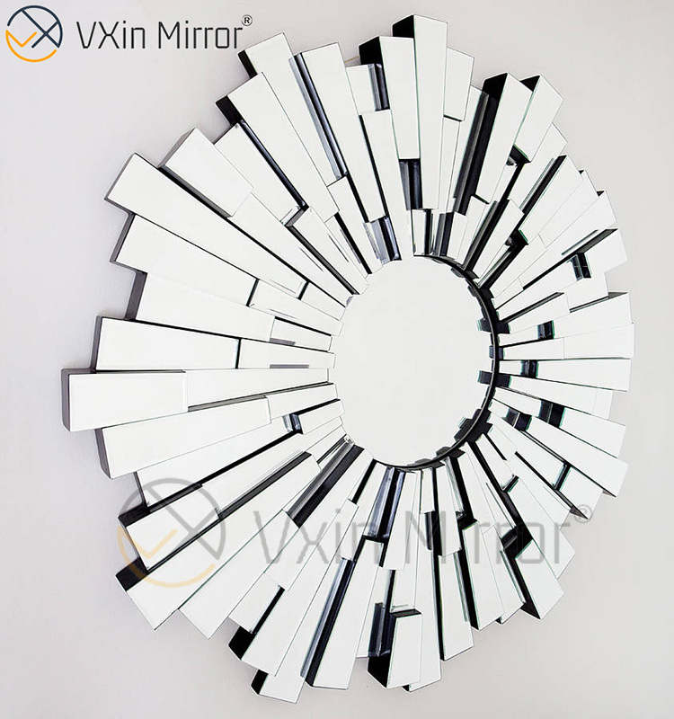Vxin Wall Decoration WXM-1004 مرآة زجاجية ثلاثية الأبعاد فضية للتعليق على الحائط