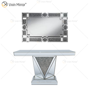 Vxin Mirror RTS Silver Luxury Crystal Console Table مع مدخل مرآة مع درج في أثاث غرفة المعيشة في المخزن