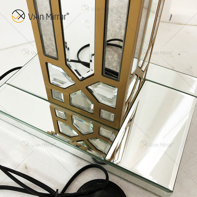 Night Stand WXFL-031 غرفة المعيشة الفاخرة الفضة LED العتيقة مصباح أرضي معكوسة مصباح مرآة