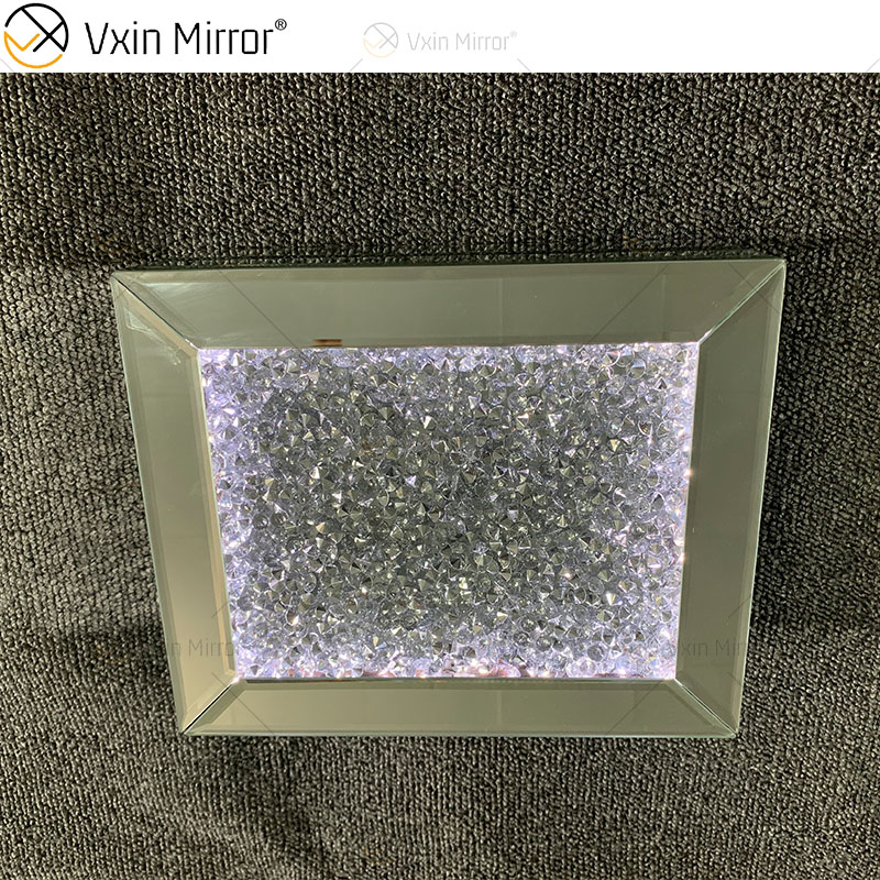 LED VXin ديكور المنزل مجوهرات صناديق الفضة الزجاج المكسر الماس الحديث معكوسة صندوق مجوهرات مع LED