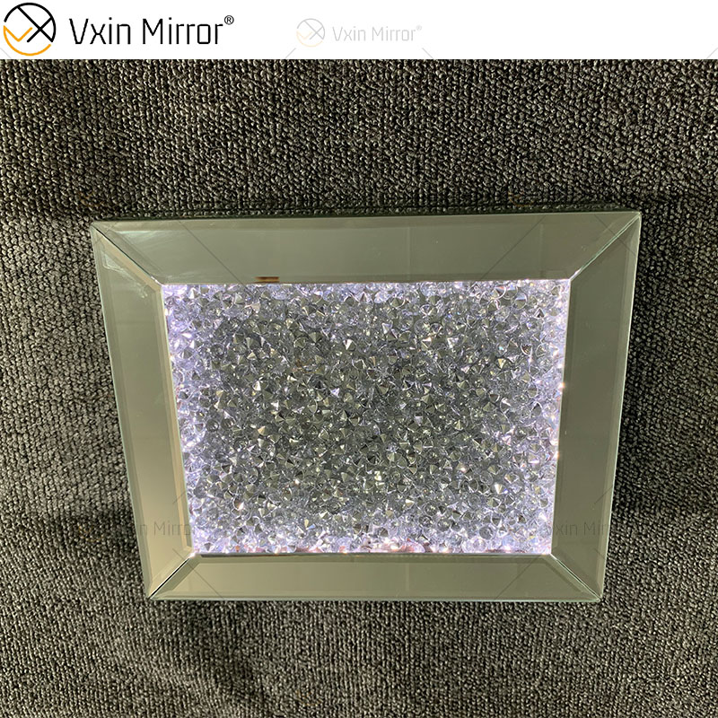 LED VXin ديكور المنزل مجوهرات صناديق الفضة الزجاج المكسر الماس الحديث معكوسة صندوق مجوهرات مع LED