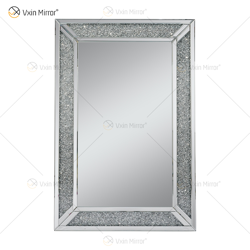 مستطيل تصميم ساخن Vxin WXM-1761 جدار ديكور الفضة المكسرة الماس الجدار شنقا مرآة