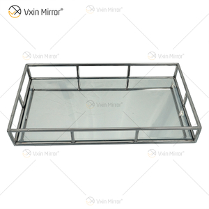 حار بيع Vxin Mirror WXT-005 ديكور حديث فضي إطار من الفولاذ المقاوم للصدأ صينية معكوسة 2 الحجم