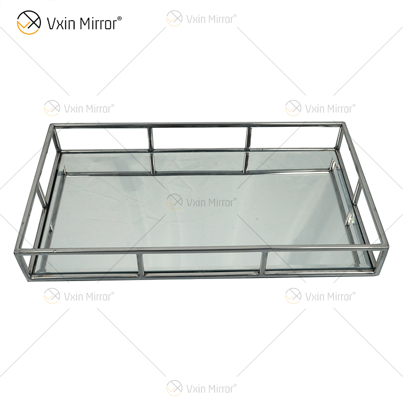 حار بيع Vxin Mirror WXT-005 ديكور حديث فضي إطار من الفولاذ المقاوم للصدأ صينية معكوسة 2 الحجم