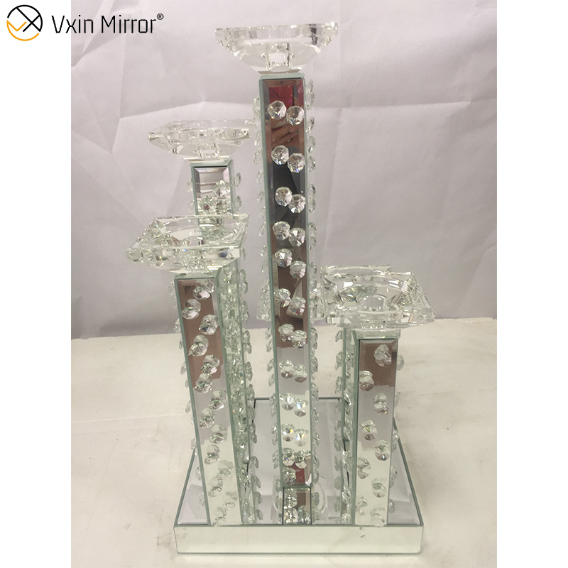 المهنية مصنع Vxin WXCH-22 الاكريليك الماس الزجاج شمعة حامل 6 كأس شمعة