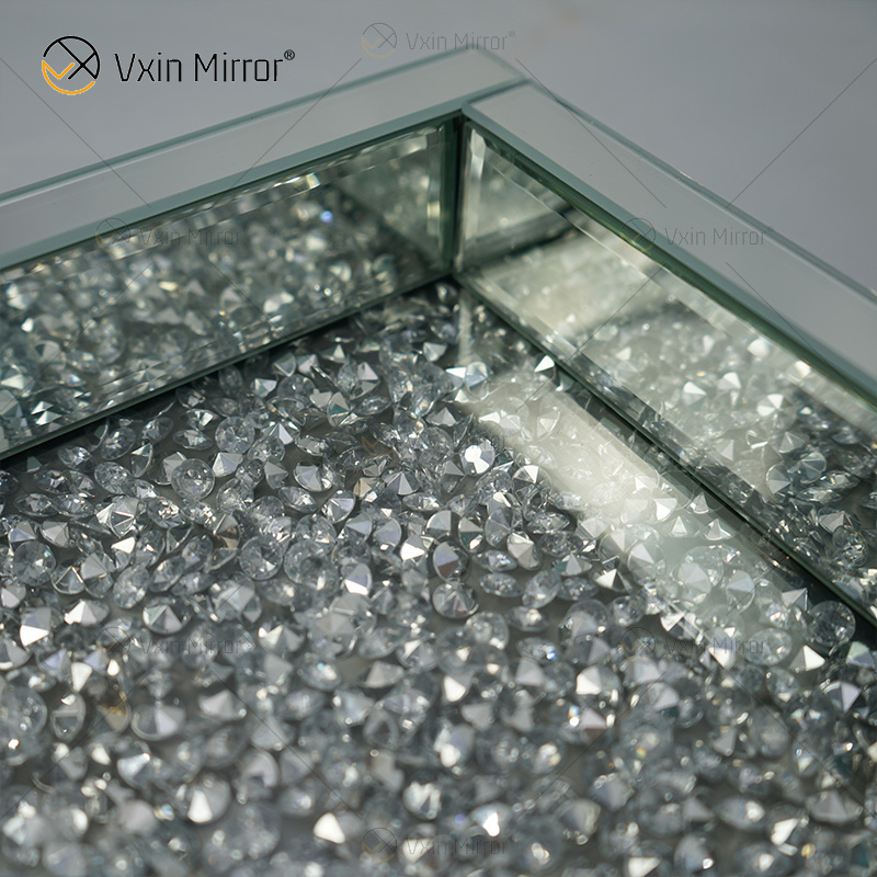 مصنع توريد WXMT-016 الحديثة ديكور طبق فضي مطحون بالماس معكوسة صينية مستطيلة