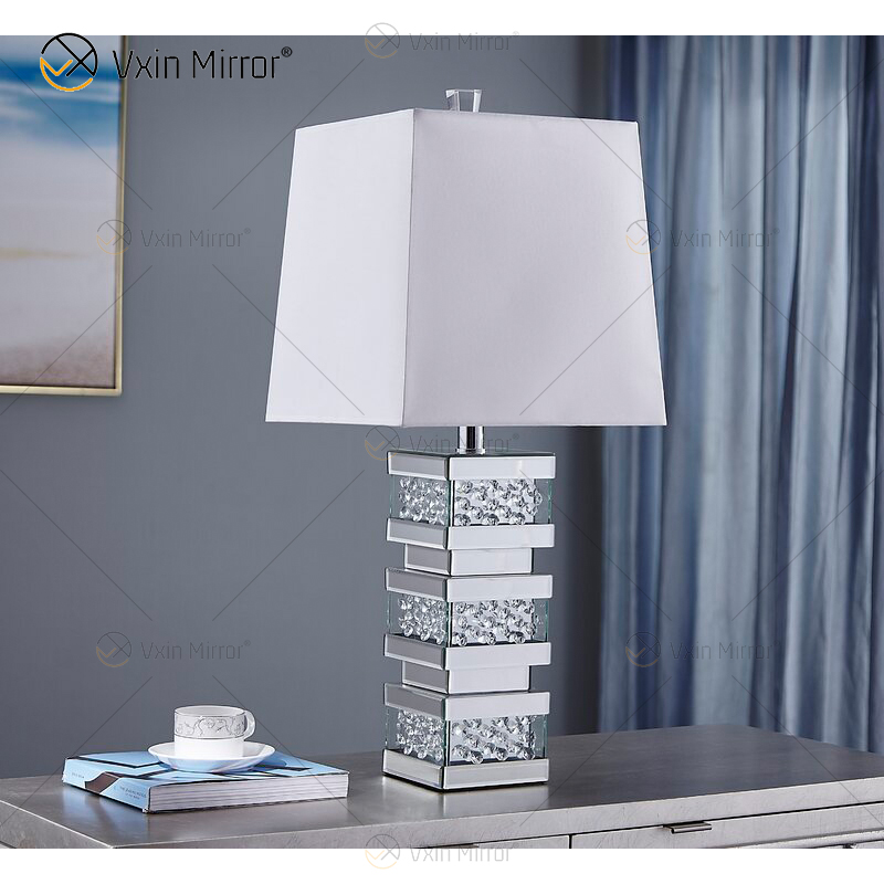 مصنع توريد WXTL-097 الحديثة الفضة الكريستال LED مصباح طاولة المرآة للضوء الدافئ