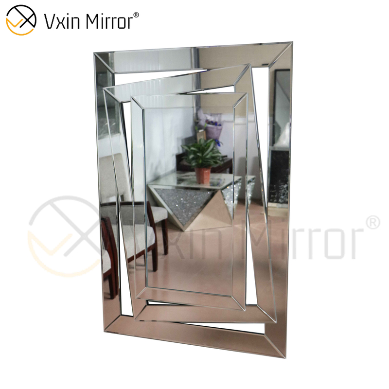 3D منحوتة الجدار الديكور WXM-1505 الفضة الحديثة الجدار شنقا مرآة