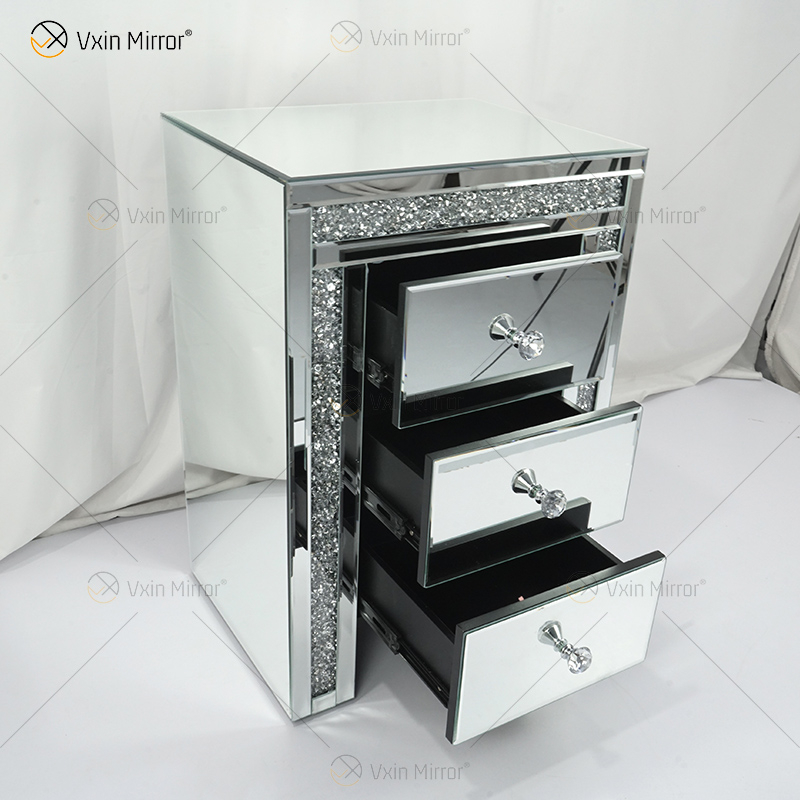 Vxin WXWF-716 منضدة منزلية أكريليك حديثة 3 أدراج معكوسة بجانب السرير