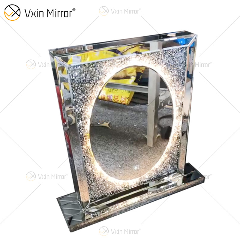إنتاج محترف عالي الجودة مرآة Vxin WXM-2596 3 ألوان LED ضوء الماس بسيط أنيق مرآة ماكياج شاشة تعمل باللمس