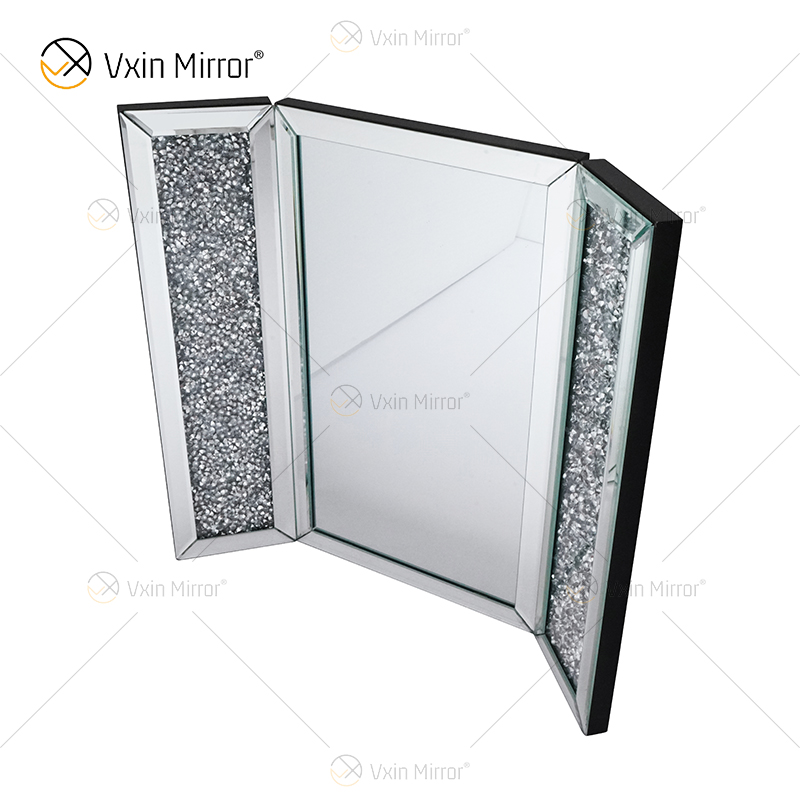 تصميم جديد WXM-1790-1 زخرفة الجدار بالفضة المكسرة بالماس الجدول عمود معكوس