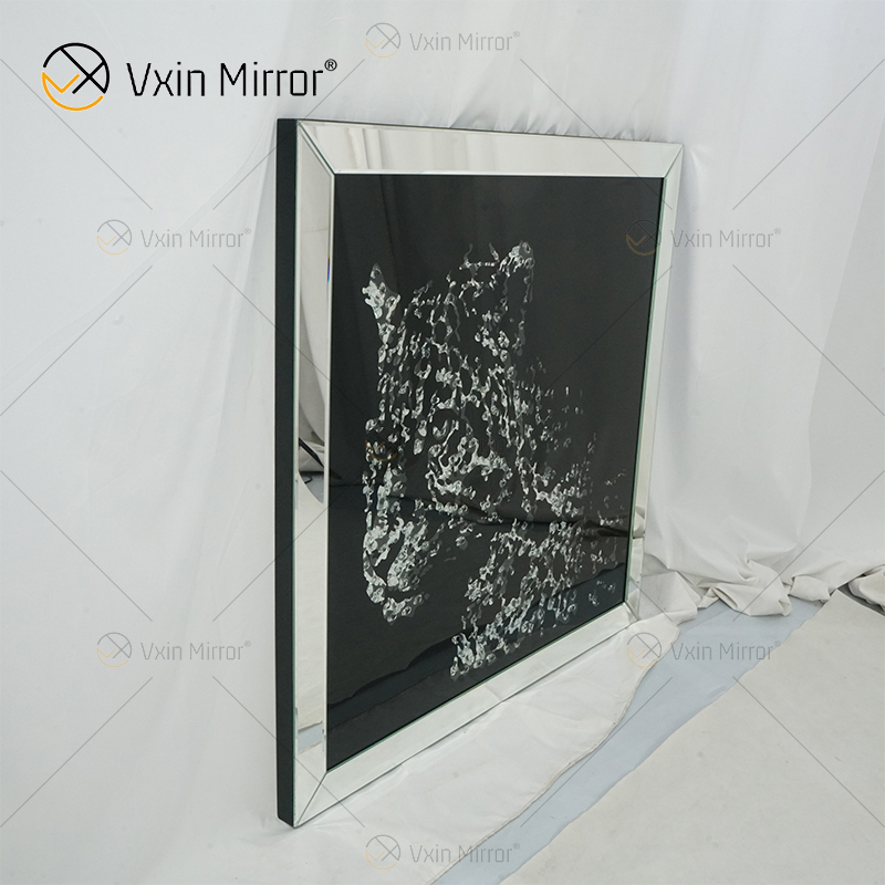 VXin WXMA-19 ديكور المنزل إطار زجاجي معكوسة الفهد جدار الفن الكريستال الخزف اللوحة مرآة جدار الفن