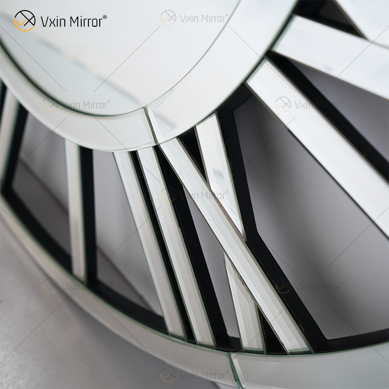 عرض ساخن WXMC-04 ديكور حائط حديث أنيق بتصميم رقمي رقمي فضي وذهبي ساعة حائط بمرآة