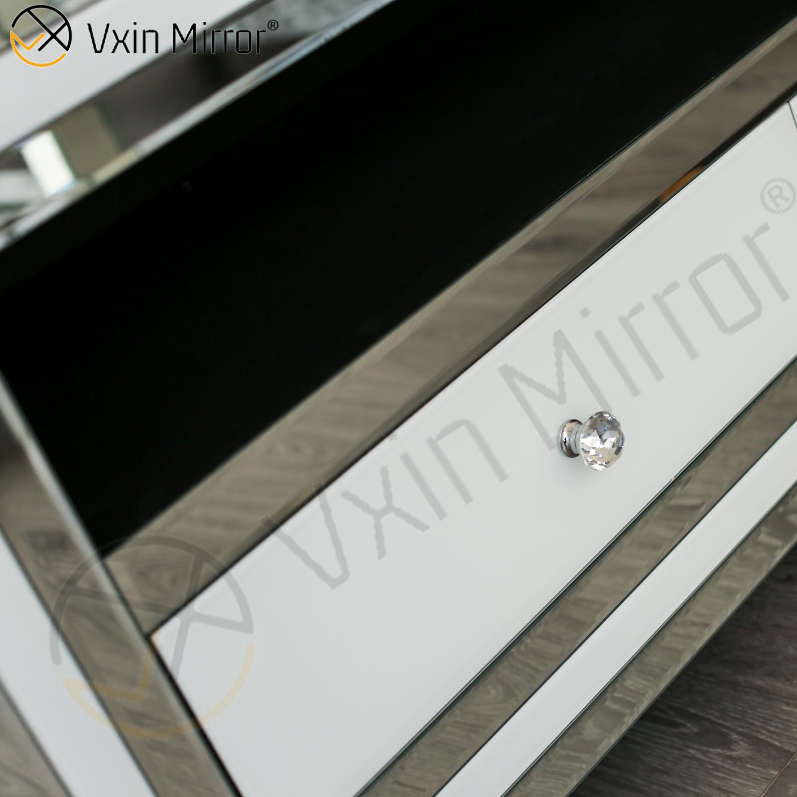 Vxin Mirror WXWF-790 الأثاث الحديث الأبيض الفضي الزجاج تلفزيون تقف