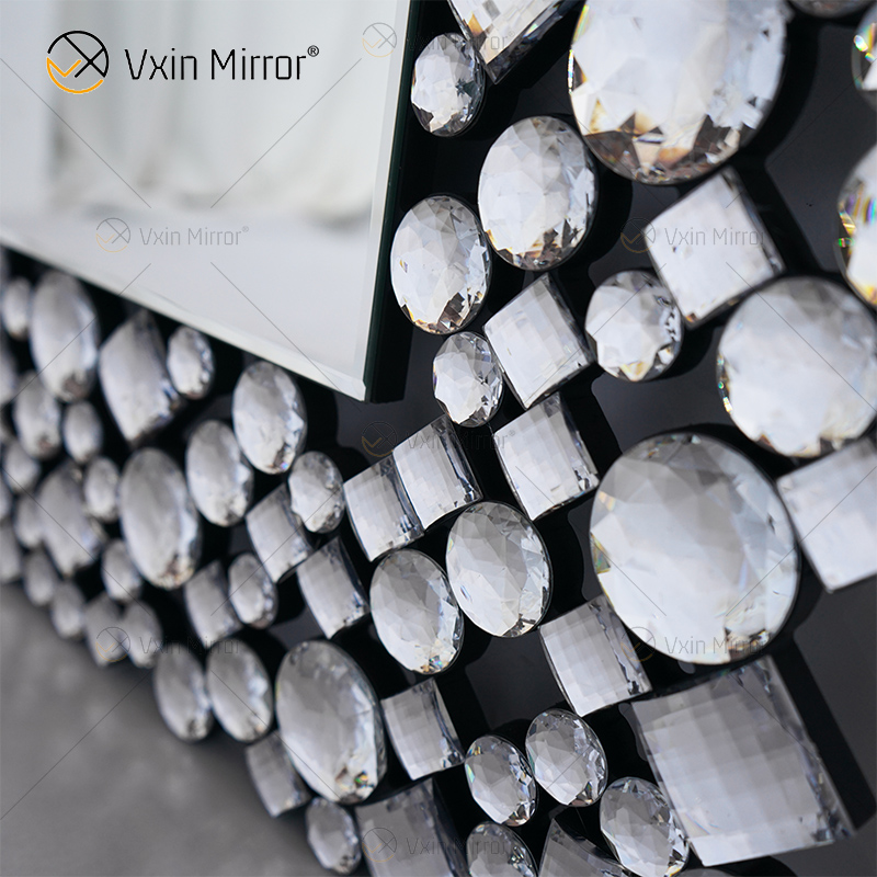 أعلى جودة الفضة البني 2 لون جدار ديكور WXM-1051 مرآة حائط كريستال فضية كبيرة