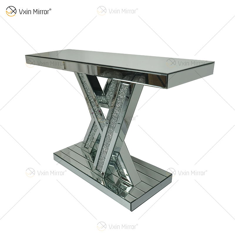 بيع المصنع مباشرة WXWF-513 Diamond Crush Mirror Console Table Crystal Home Furniture Glass Console Table