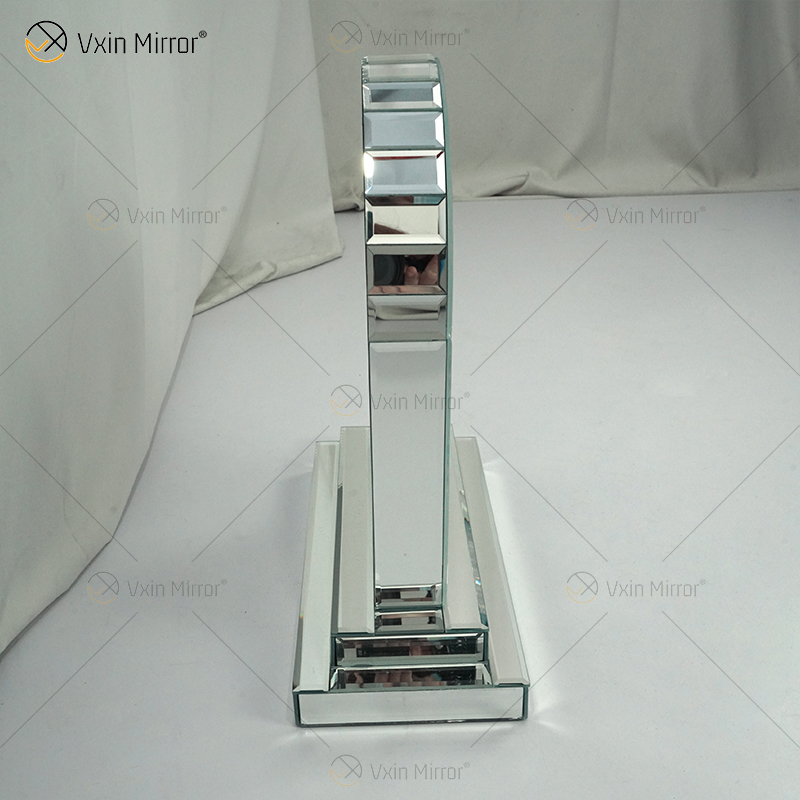 مصنع تصميم جديد WXMC-056 سحق مرآة الفضة الماس مستطيل ساعة الطاولة