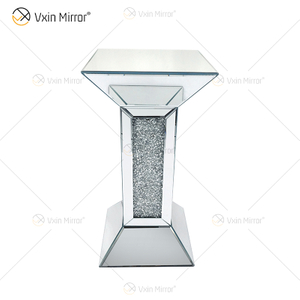 تصميم جديد Vxin WXF-722 ديكور المنزل المكسور الماس نهاية الجدول الفضة مرآة الأثاث الجدول الجانبي